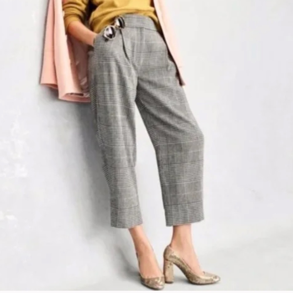 J. Crew Black & White Plaid Cropped Trousers - Picture 3 of 15